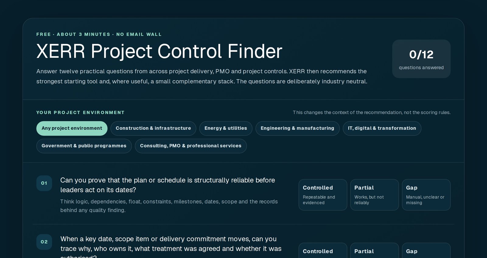 XERR Project Control Finder